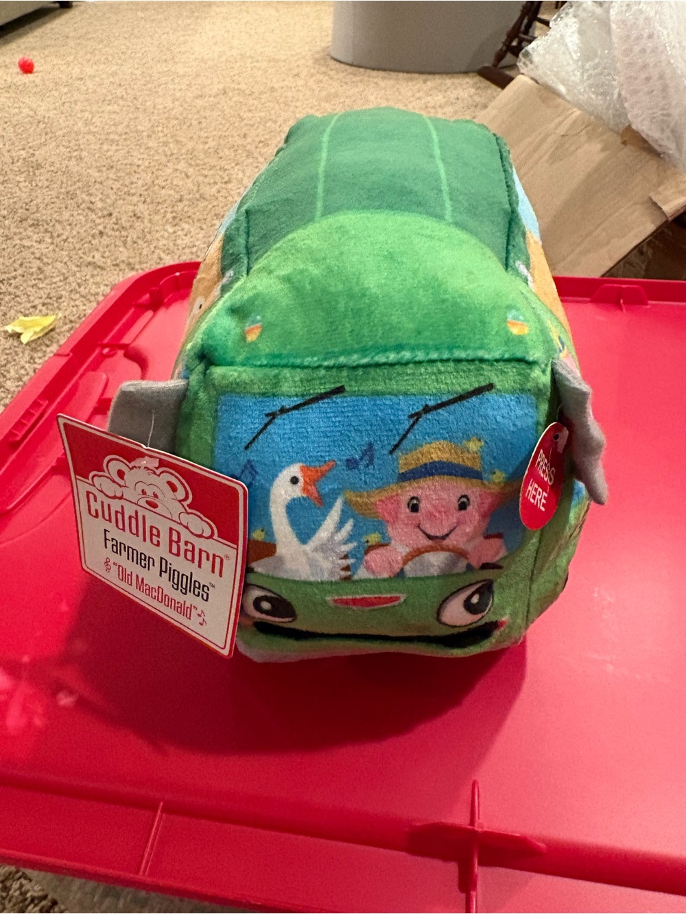 Cuddle Barn Farmer Piggles Green Plush Toy